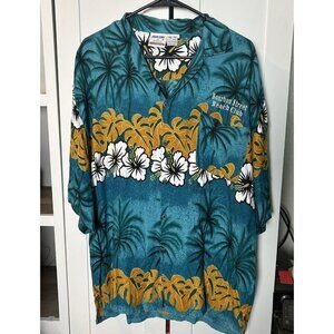 Jammin Shirt by Basix‎ Hawaiian Relax Men's Size XLarge Blue Floral, Palm Trees
